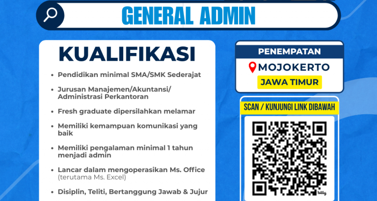 (HIRING) GENERAL ADMIN - MOJOKERTO (JAWA TIMUR)
